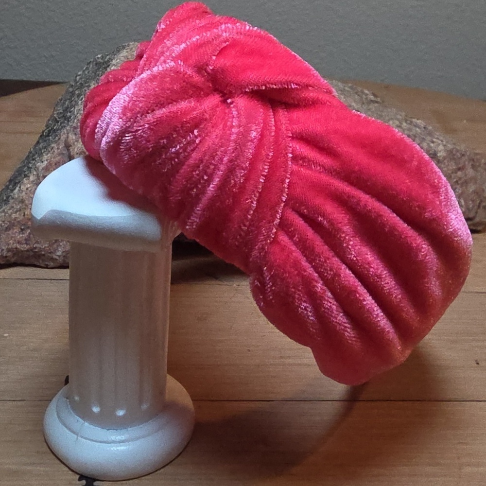 New Wide Pop Pink Velvet Top Knot Headband fall christmas Luxe Luxury | NWOT